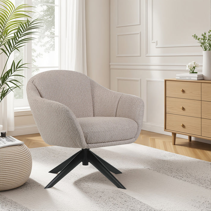 FLEMING TAUPE BOUCLE SWIVEL LOUNGE CHAIR