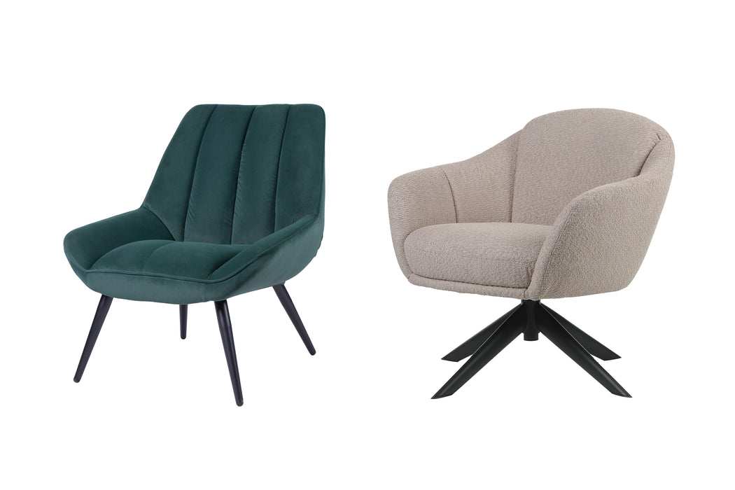 FLEMING TAUPE BOUCLE SWIVEL LOUNGE CHAIR