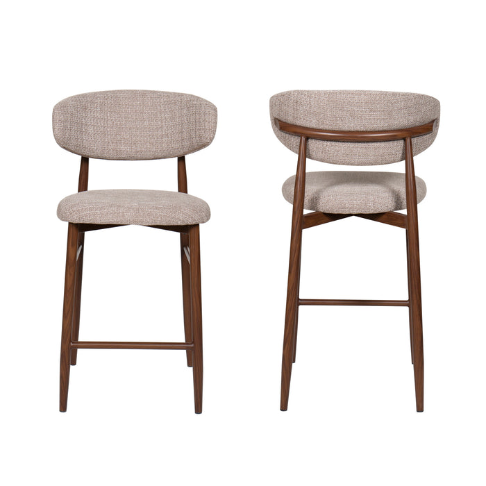 ROYCE COUNTER CHAIR W/WALNUT METAL FRAME-TOAST (2 PER CARTON)
