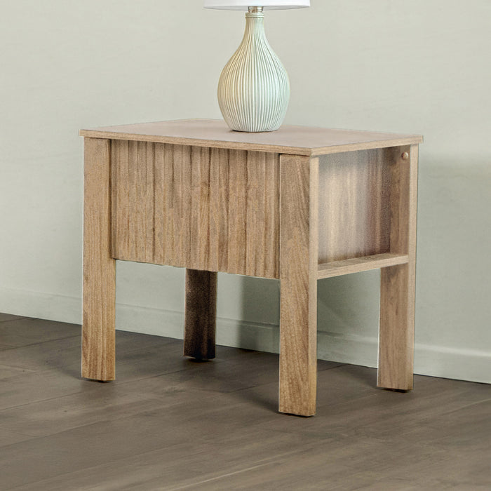 THAYER ONE DRAWER END TABLE/BEDSIDE TABLE-NATURAL