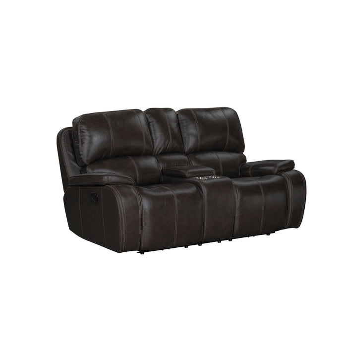BROOKINGS CONSOLE LOVESEAT W/ DUAL RECLINERS-CHARCOAL