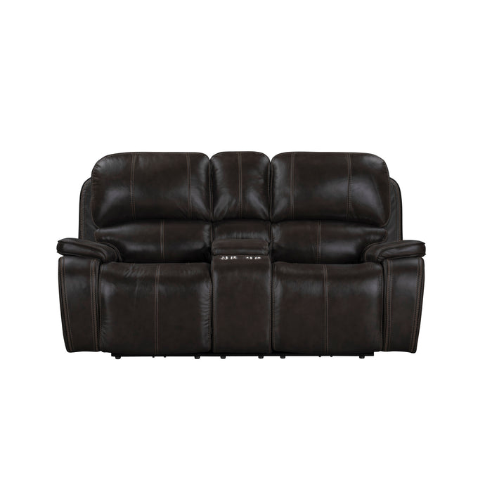 BROOKINGS CONSOLE LOVESEAT W/ DUAL RECLINERS-CHARCOAL