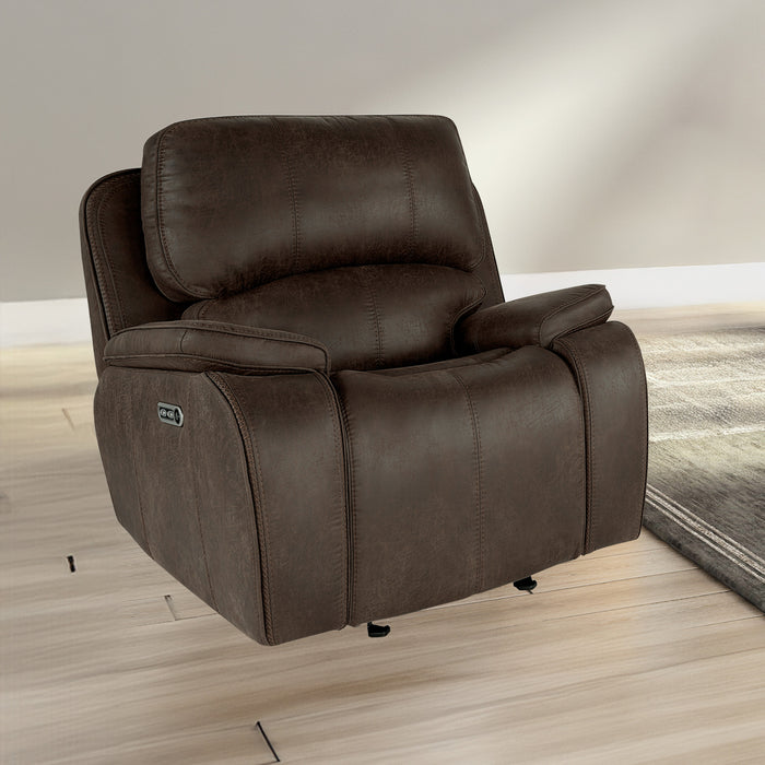 BROOKINGS GLIDER RECLINER W/PWR HR & FR-BROWN