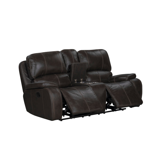BROOKINGS CONSOLE LOVESEAT W/ DUAL RECLINERS-CHARCOAL