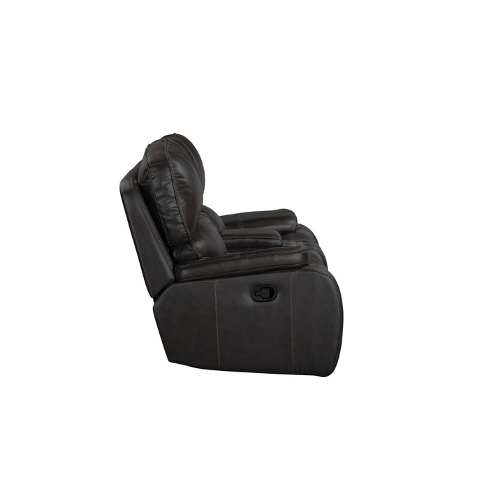 BROOKINGS CONSOLE LOVESEAT W/ DUAL RECLINERS-CHARCOAL