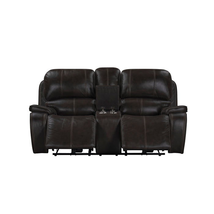 BROOKINGS CONSOLE LOVESEAT W/ DUAL RECLINERS-CHARCOAL