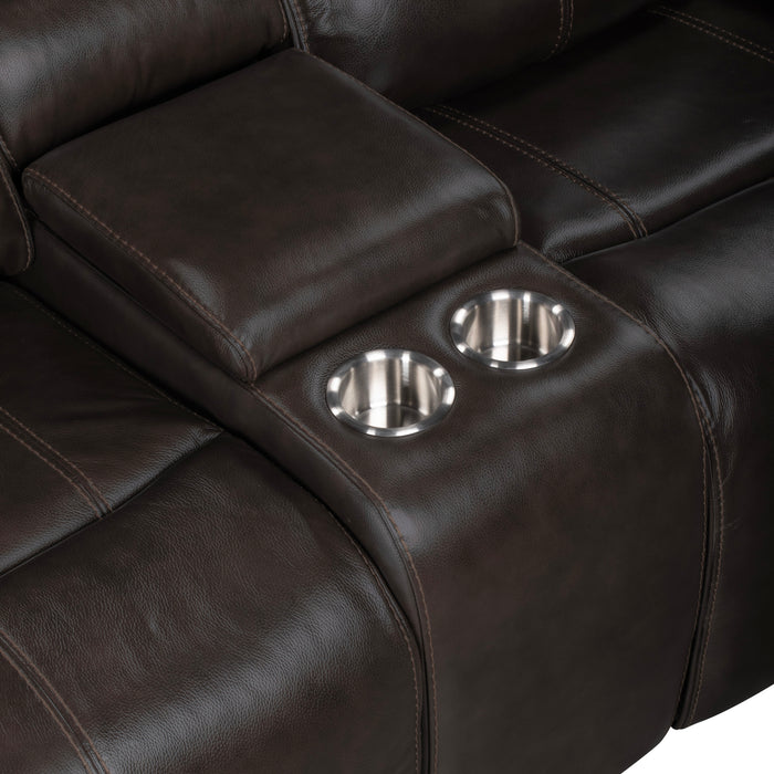 BROOKINGS CONSOLE LOVESEAT W/ DUAL RECLINERS-CHARCOAL