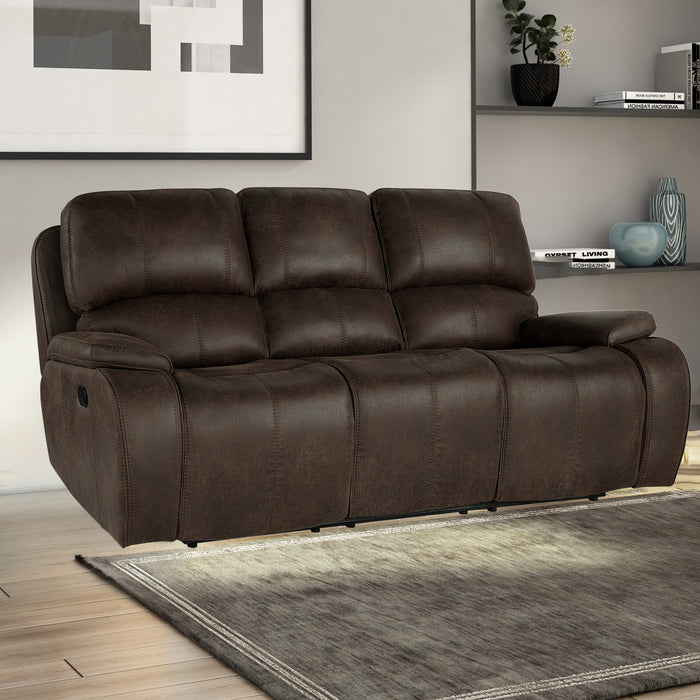 BROOKINGS  SOFA W/DUAL RECLINER-BROWN