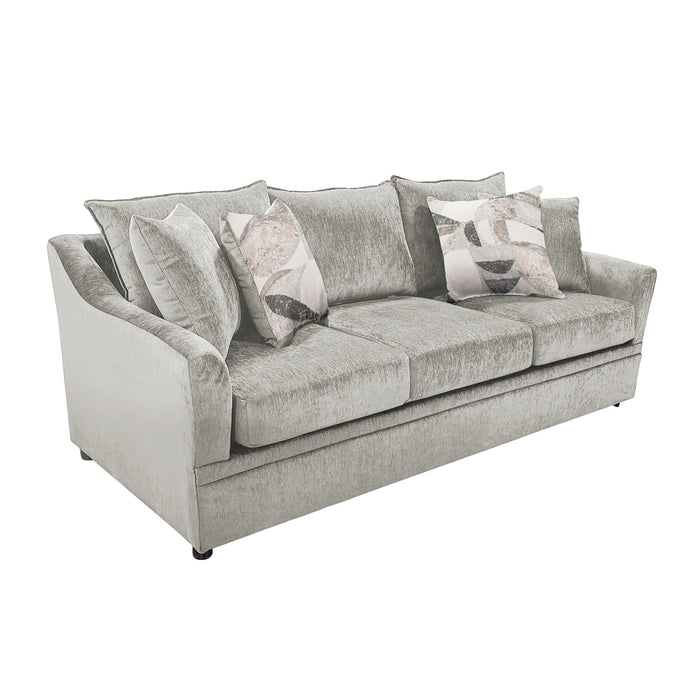 SYLVIE SOFA W/4 ACCENT PILLOWS-LUSH SILVER GRAY