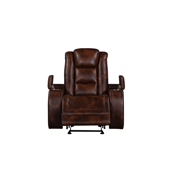 CHESTER GLIDER RECLINER W/PWR HR & FR-BROWN