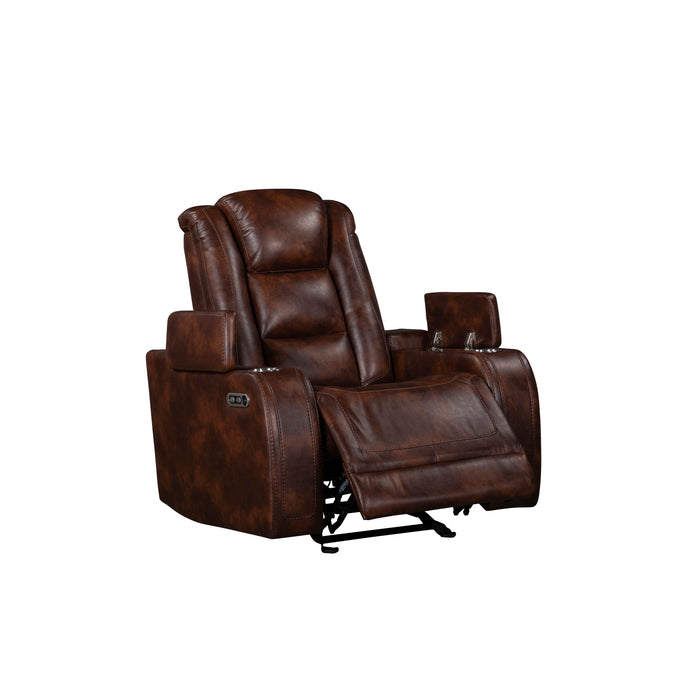CHESTER GLIDER RECLINER W/PWR HR & FR-BROWN