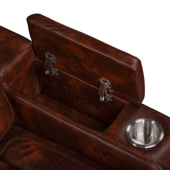 CHESTER RECLINING CONSOLE LOVESEAT-BROWN