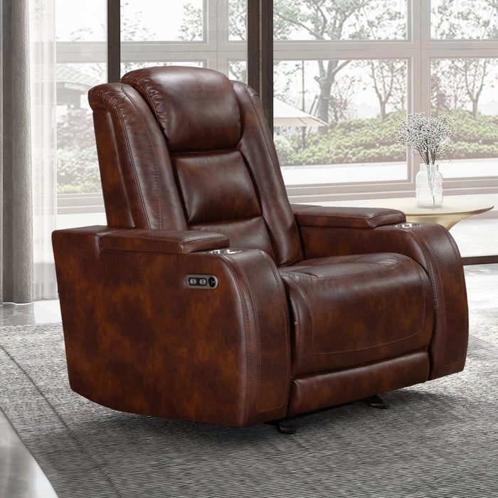 CHESTER GLIDER RECLINER W/PWR HR & FR-BROWN