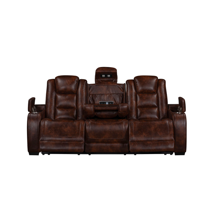 CHESTER RECLINING SOFA W/PWR HR & FR-BROWN