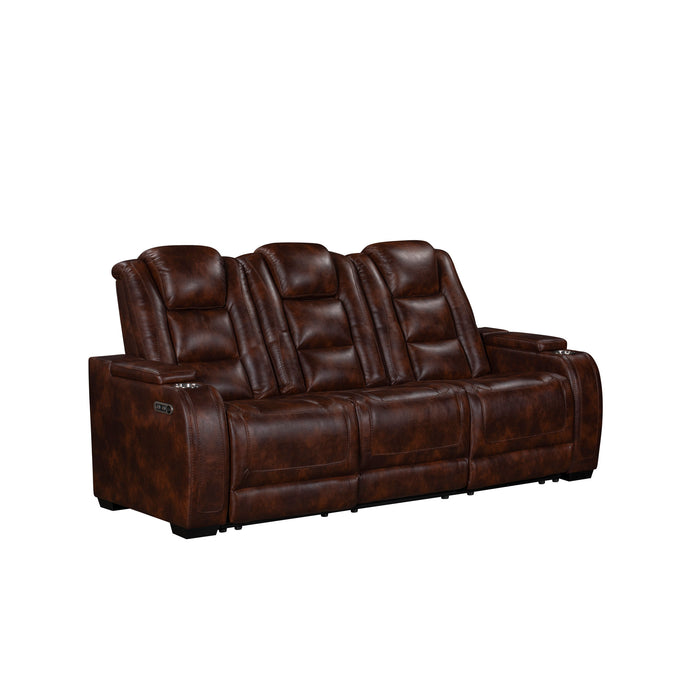 CHESTER RECLINING SOFA W/PWR HR & FR-BROWN