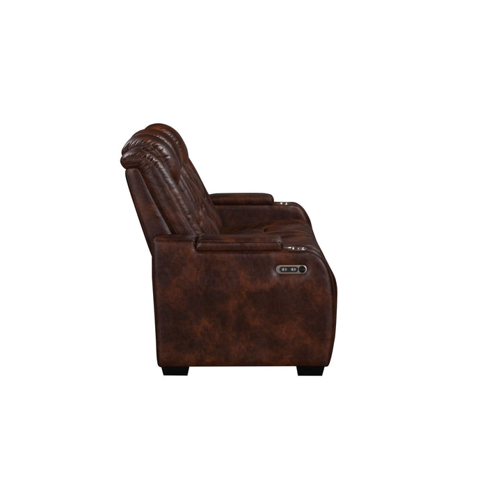 CHESTER RECLINING SOFA W/PWR HR & FR-BROWN