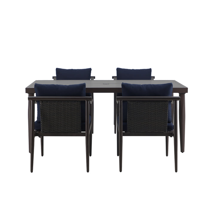 MOANA PATIO 5PCS DINING SET -  TABLE W/4 BLUE CHAIRS