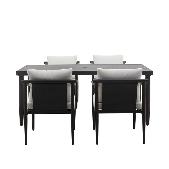 MOANA PATIO 5PCS DINING SET - TABLE W/4 WHITE CHAIRS