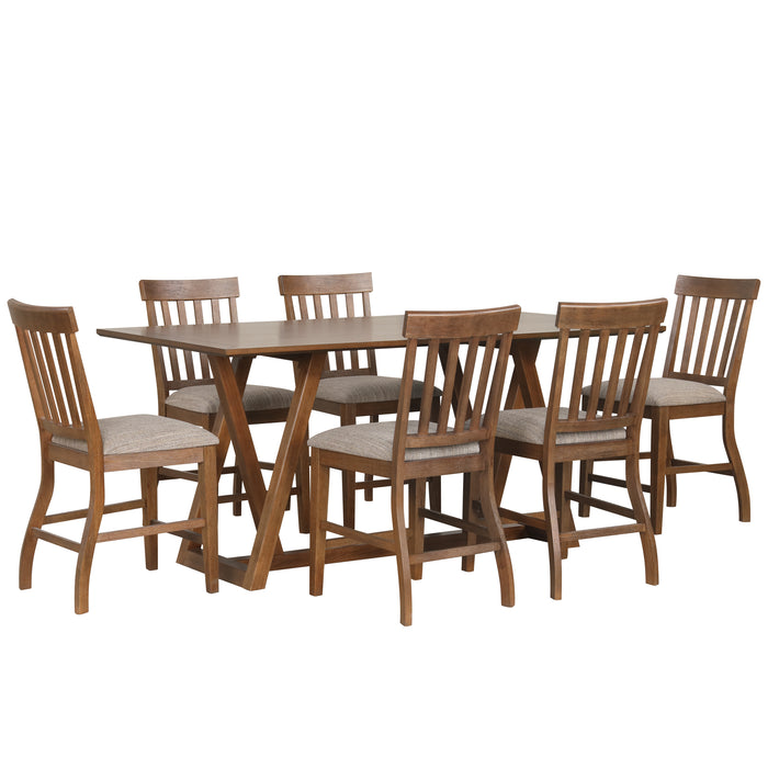 PUTNAM COUNTER TABLE W / 6 CHAIRS