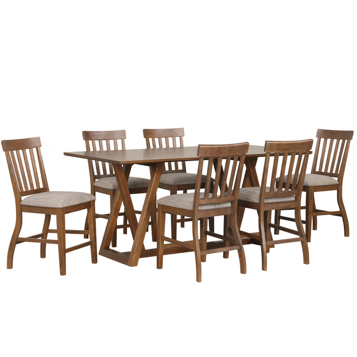 PUTNAM COUNTER TABLE W / 6 CHAIRS