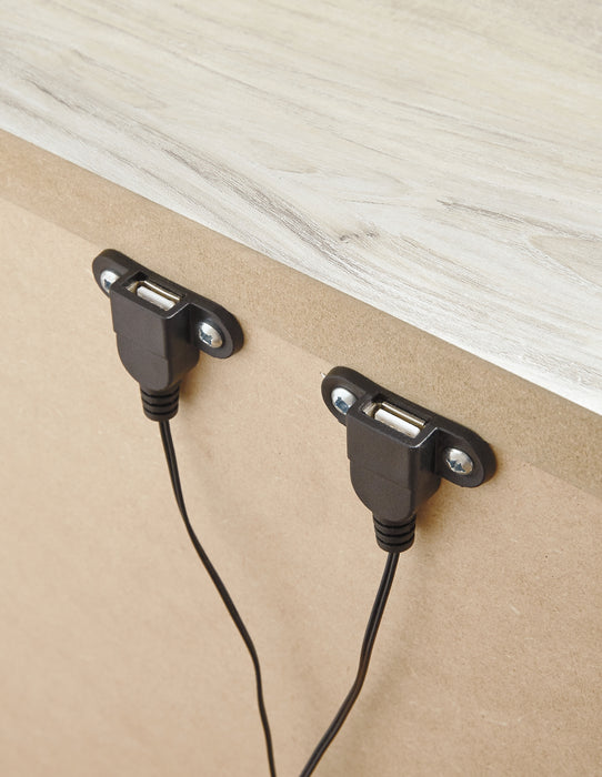 Bellaby  Panel Headboard Bed With Mirrored Dresser, Chest And Nightstand