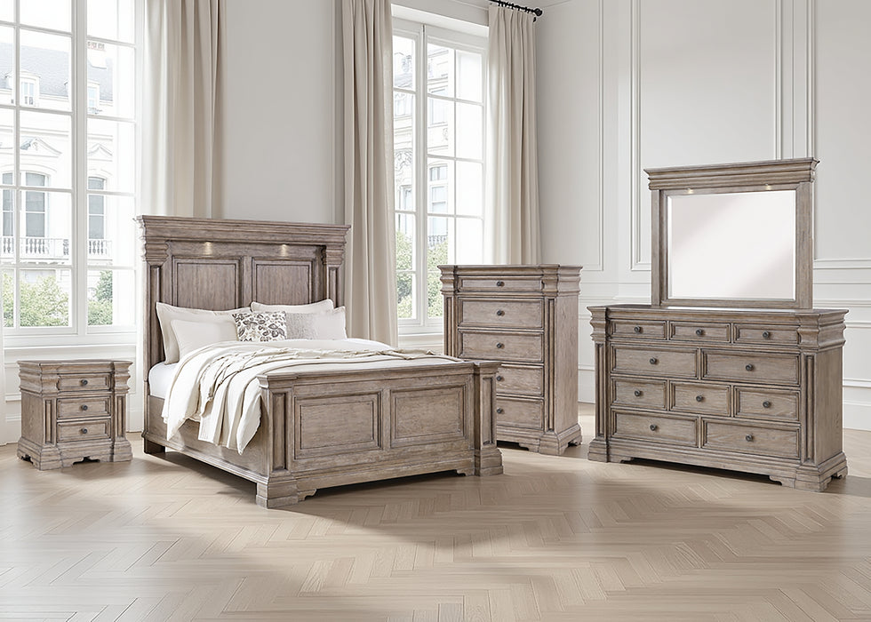 Blairhurst Queen Panel Bed with Mirrored Dresser, Chest and Nightstand