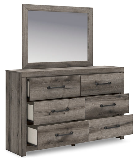 Graystorm Twin Panel Storage Bed with Mirrored Dresser and Nightstand