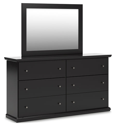 Maribel Full Panel Bed with Mirrored Dresser