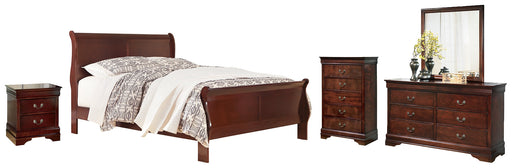 Alisdair Queen Sleigh Bed with Mirrored Dresser, Chest and Nightstand JR Furniture Store