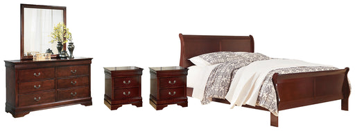 Alisdair Queen Sleigh Bed with Mirrored Dresser and 2 Nightstands JR Furniture Store