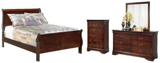 Alisdair Queen Sleigh Bed with Mirrored Dresser and Chest JR Furniture Store