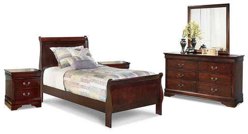 Alisdair Twin Sleigh Bed with Mirrored Dresser and 2 Nightstands JR Furniture Store