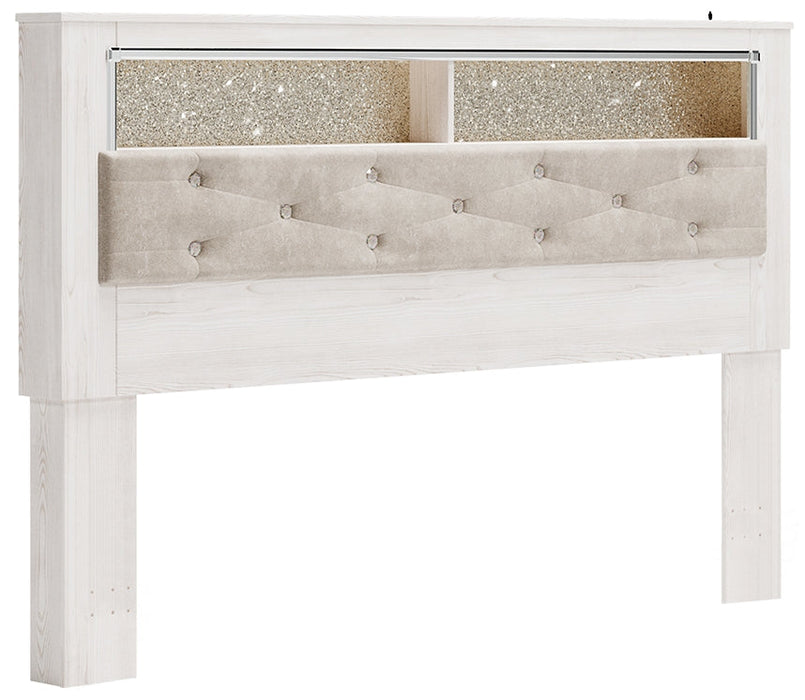 Altyra King Bookcase Headboard with Mirrored Dresser, Chest and Nightstand JR Furniture Store