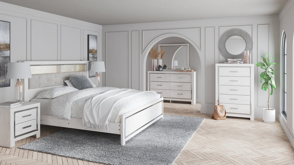 Altyra King Bookcase Headboard with Mirrored Dresser, Chest and Nightstand JR Furniture Store