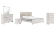 Altyra King Panel Bed with Mirrored Dresser, Chest and Nightstand JR Furniture Store