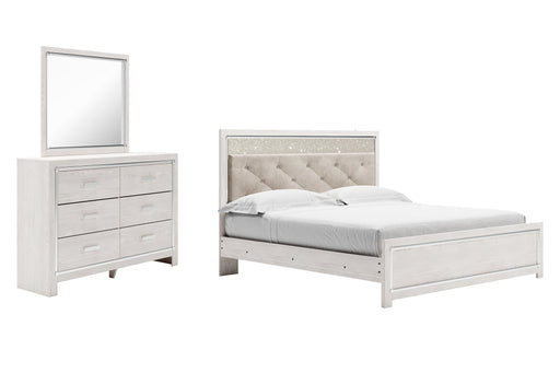 Altyra King Panel Bed with Mirrored Dresser JR Furniture Store