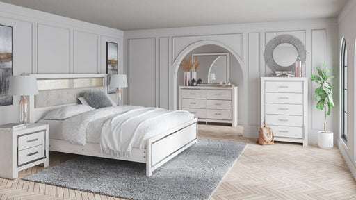 Altyra King Panel Bookcase Bed with Mirrored Dresser JR Furniture Store