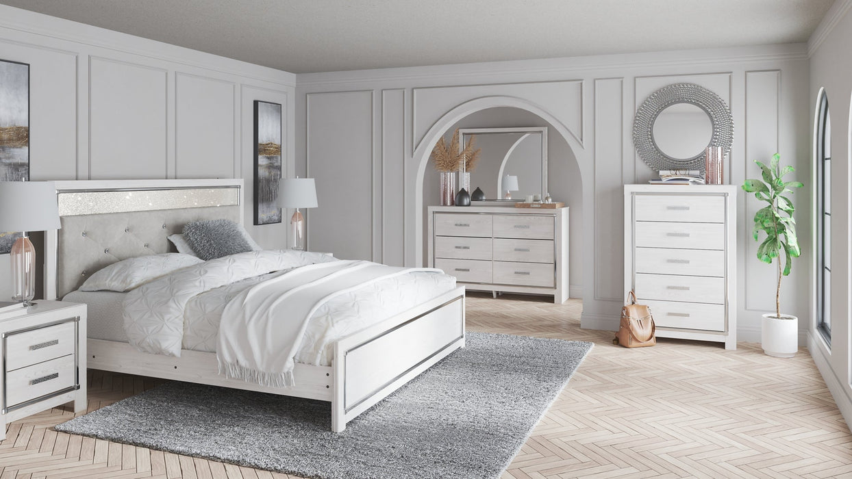 Altyra King Panel Headboard with Mirrored Dresser JR Furniture Store