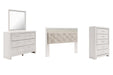 Altyra King Panel Headboard with Mirrored Dresser and Chest JR Furniture Store
