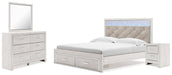 Altyra King Upholstered Storage Bed with Mirrored Dresser and Nightstand JR Furniture Store