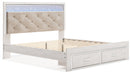 Altyra King Upholstered Storage Bed with Mirrored Dresser and Nightstand JR Furniture Store