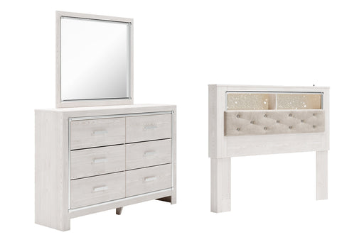 Altyra Queen Bookcase Headboard with Mirrored Dresser JR Furniture Store