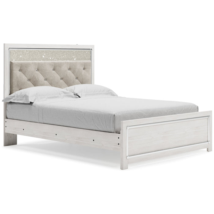 Altyra Queen Panel Bed with Mirrored Dresser, Chest and 2 Nightstands JR Furniture Store