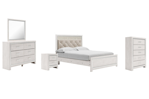 Altyra Queen Panel Bed with Mirrored Dresser, Chest and Nightstand JR Furniture Store