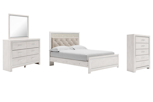 Altyra Queen Panel Bed with Mirrored Dresser and Chest JR Furniture Store