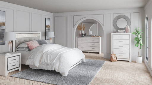 Altyra Queen Panel Bed with Mirrored Dresser and Chest JR Furniture Store