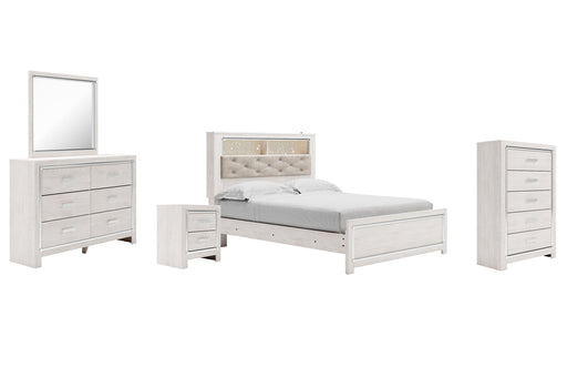 Altyra Queen Panel Bookcase Bed with Mirrored Dresser, Chest and Nightstand JR Furniture Store