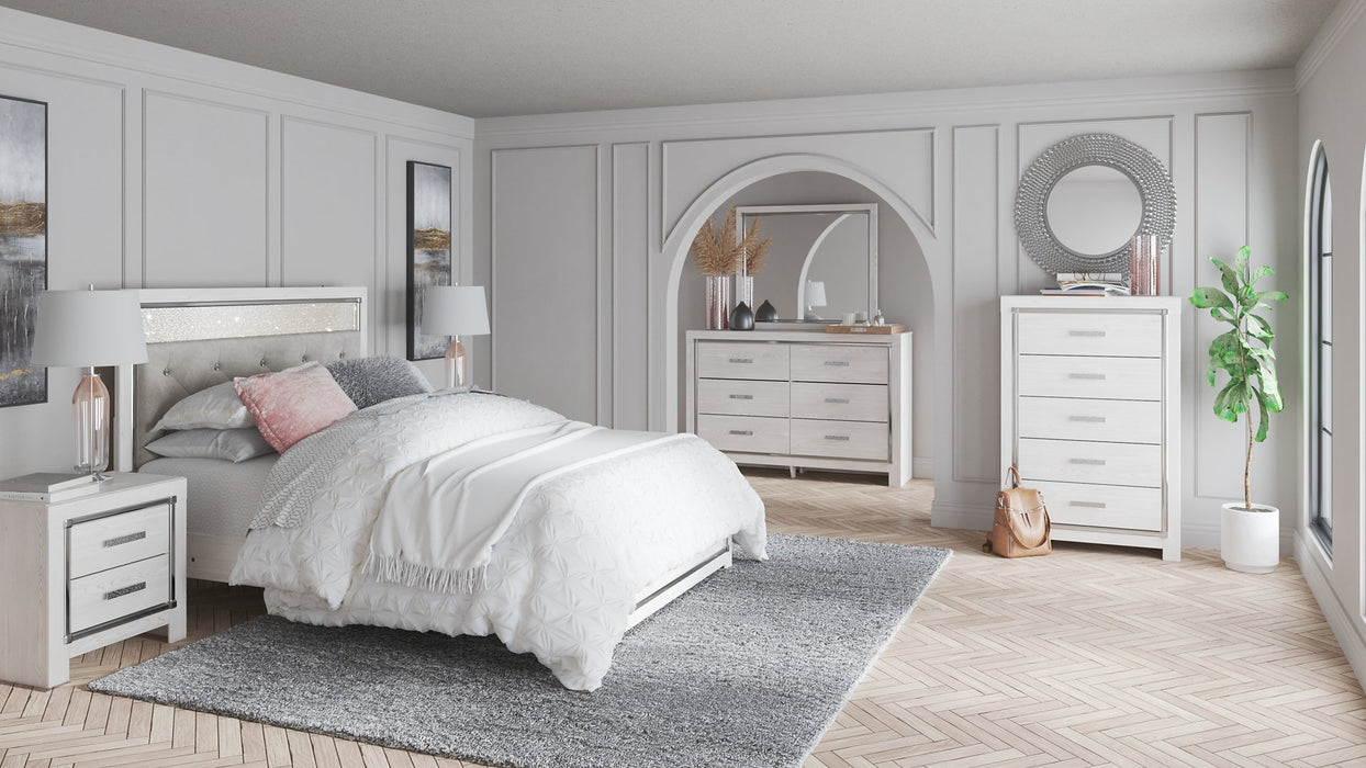 Altyra Queen Panel Headboard with Mirrored Dresser, Chest and Nightstand JR Furniture Store