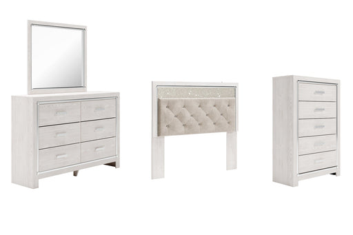 Altyra Queen Panel Headboard with Mirrored Dresser and Chest JR Furniture Store