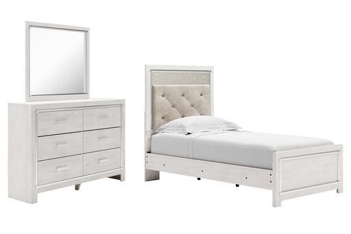 Altyra Twin Panel Bed with Mirrored Dresser JR Furniture Store